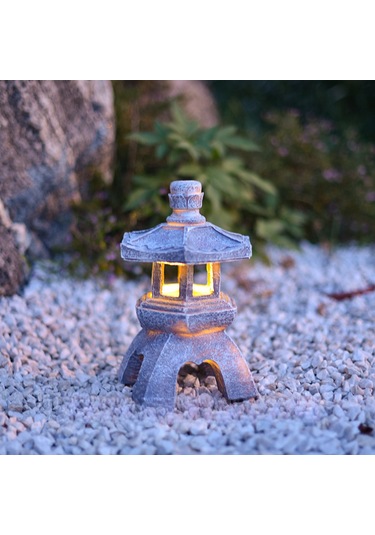 Konesam Solar Güneş Enerjili Çin Zen Stili Bahçe Aydınlatması, Avlu Dekoru, Manzaralı Ev Ve Bahçe Süsleri Işıklı Minyatür Kule Lambası