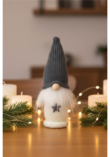 Yılbaşı Ağaç Süsü Gri Bereli Noel Figürü