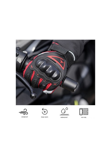 Dianziye Kış Motosiklet Eldiveni Siyah Xl - Geceleri Yansıtan Dokunmatik Ekranlı Su Geçirmez Soğuk Hava Eldiveni