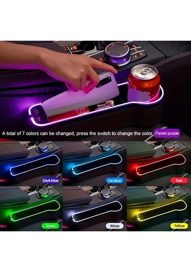 Xuweiwei 1 Pair Premium Car Seat Organizer 2 Parça Araç Koltuğu Saklama Çözümü Telefon Tutucu Hızlı Şarj Ve Led Aydınlatma