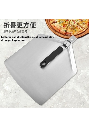 Katlanır Paslanmaz Çelik Pizza Ve Kek Spatulası Gümüş - Siyah Gümüş - Siyah