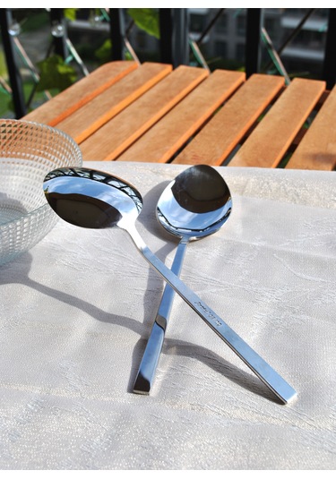 2'li Paslanmaz Çelik Servis Kaşığı Sunum Kaşık 22 Cm