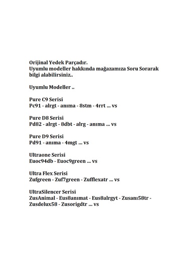 Electrolux Pure C9 - Pure D8 - Ultraone  Hortum