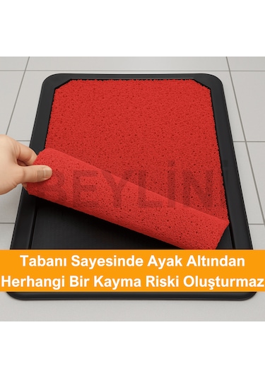 Dezenfektan Hijyen Paspası Dış Kapı Ofis Apartman Halısı Kırmızı