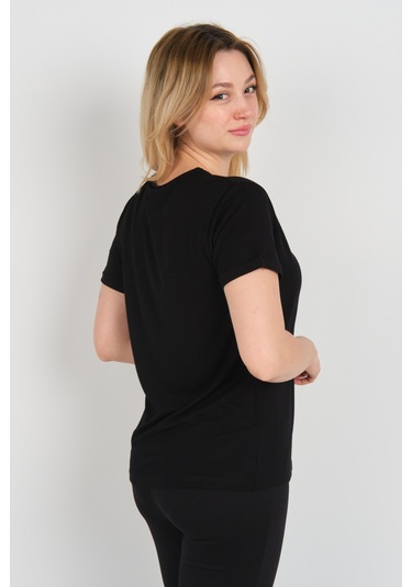 Sistas Kadın Kısa Kollu Süs Cep Detaylı Duble Kol Bluz 4110 Siyah Siyah