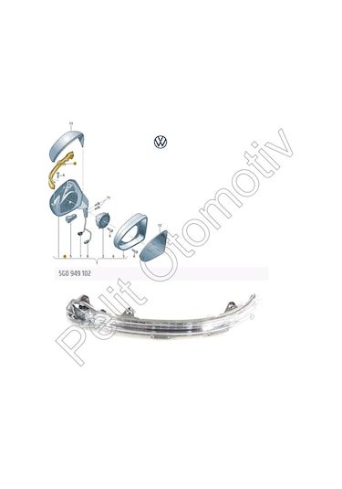 Golf 7 7,5 Ayna Sinyali Lambası Sağ 5g0949102 Oem
