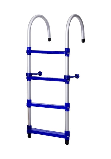 Hobi Store Portatif Tekne Merdiveni ( Mavi ) 3 Basamaklı
