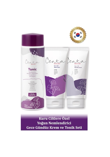 C'enta Beauty Kuru Ciltler için Gündüz Kremi 50 ML + Gece Kremi 50 ML + Tonik 200 ML