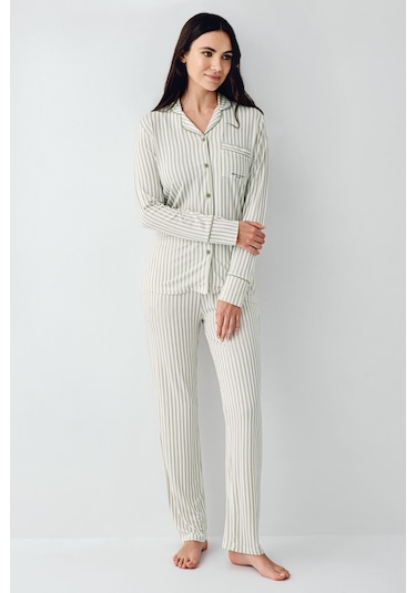 Pierre Cardin Kadın Yeşil Gömlek Pijama Pc9113-s-v3 Yeşil