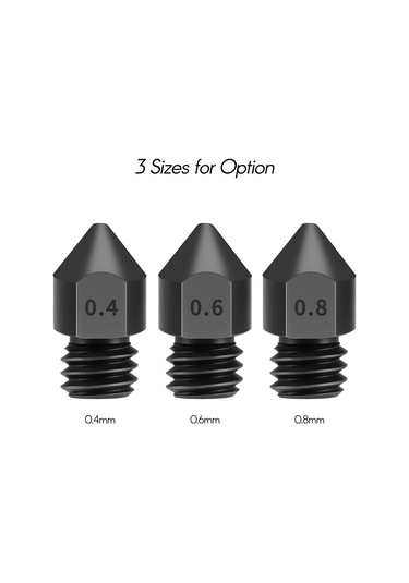 Geekyou 3 Adet Mk8 Sert Çelik Nozzle, 0.6mm Boyut, 3d Yazıcı Aksesuarı, 1.75mm Filament Uyumlu, Dayanıklı Ve Kuru Tabanlı