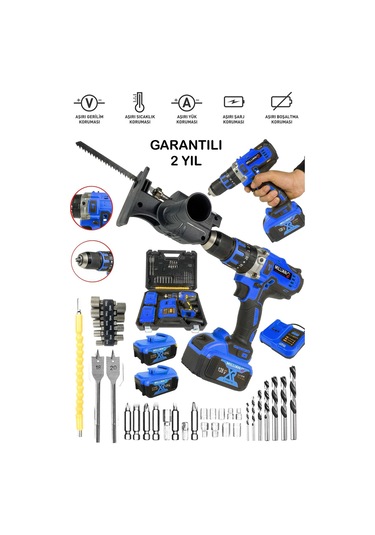 128 V Bakır Sargılı Darbeli Akülü Matkap Tilki Testere Aparatı