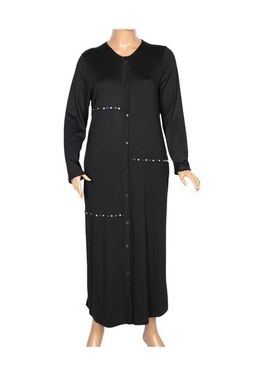 New Shine Kadın Kutlu Büyük Beden Çelikli Yan Cepli Siyah Kap Ceket Siyah