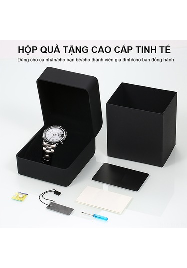 Xindoker Erkek Kol Saati Siyah Diskli Gümüş Çelik Kordonlu Su Geçirmez Takvimli Vintage Ticari Kuvars Saat 1 Altın