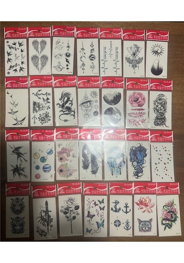 Airbrush Tattoo Minimal Yapıştırma Geçici Dövme Seti 30'lu Seri3