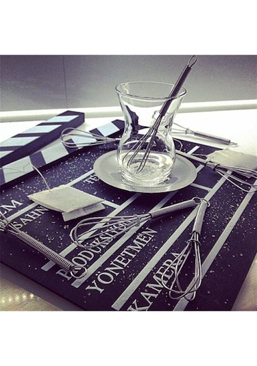 Paslanmaz Çelik Mini Çırpıcı Şeklinde Mini Çay Kahve Kaşığı 1 ADE Gri