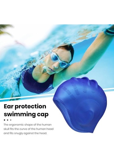 Siyah Yüzme Şapkası Kulak Koruyucu Yüzme Bonesi Ergonomik Tasarım Yüksek Elastik Cilt Dostu Tam Kaplama Uzun Saç Yüzme Bonesi Siyah
