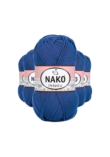 5 Adet Pırlanta Amigurumi El Örgü İpi Yünü Koyu Mavi 10084