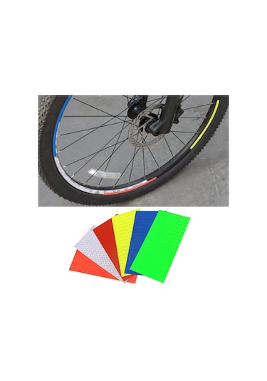 Yellow-8pcs/lot Bisiklet Lastiği Yansıtıcı Etiket Tekerlek Konuşmacı Tüpler Şerit Güvenlik Uyarı Işık Reflektörü Etiket Bisiklet Aksesuarları Çok Renkli