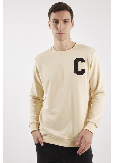 Boston Kırık Beyaz O-yaka Sweatshırt Kırık Beyaz