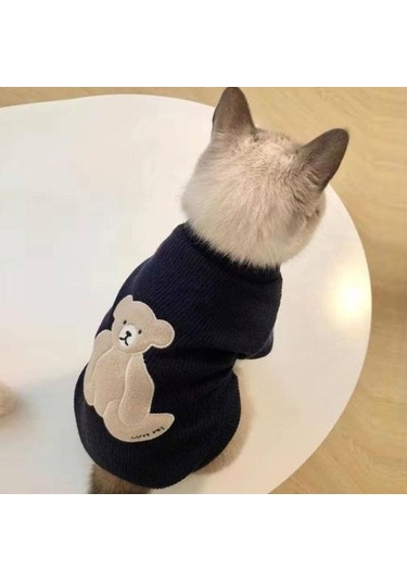 Evcil Hayvan Giysileri Sevimli Ayı Tasarımı 2 Bacaklı Yüksek Streç Kolay Giyilebilir Yumuşak Rahat Sıcak Kedi Kazak