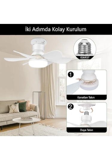 Cata 82 W Karayel Fanlı Led Ampul - Kumandalı - E27 - Ct-1155