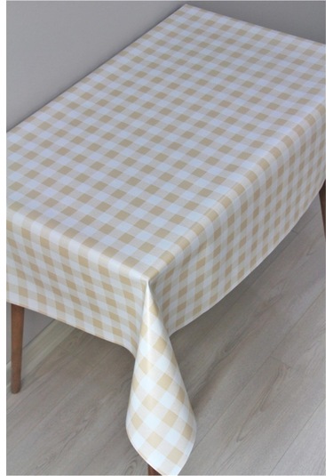 Elyaf Astarlı Silinebilir Muşamba Masa Örtüsü Pötikare - 107-3 Beyaz Sarı