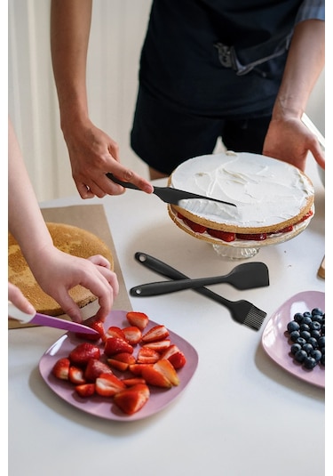 Thentech Slikon Spatula Seti Slikon Spatula Ve Fırça Seti Tüm Parçalar İle Gri