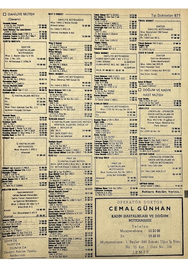 İzmir 1982-1983 Meslek Reklam İlanı Efemera S577