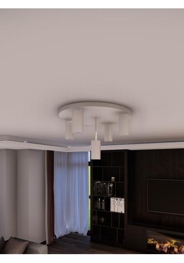 Miren Beyaz Sabit Başlıklı 5'li Spot Led Tavan Avizesi
