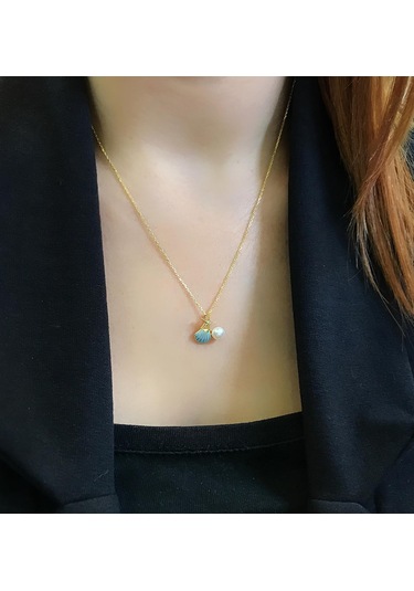 Stela Deniz Kabuğu İncili Gümüş Kolye