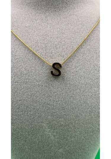 14k Altın Renginde S Harf Minimal Model Çelik Kadın Kolye Altın