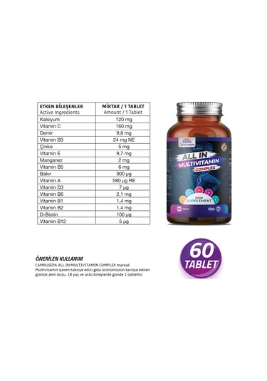 Camrusepa All In Multivitamin Complex 60 Tablet