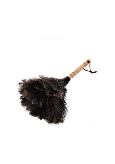 Monyee Ahşap Saplı Doğal Devekuşu Tüy Temizleyici, Ev Ve Araç İçin Hassas Yüzeylerle Temizleme, Siyah Tüy, 1 Adet