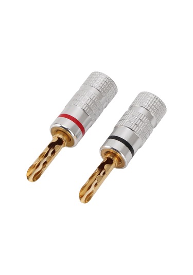 Moveevo J.10054 4mm Altın Kaplama Muz Plugları, Sıkıca Sıkma Tasarımı, Kısa Devre Engeli, Hoparlör Kabloları İçin Uyumlu, 5 Set Kırmızı+siyah