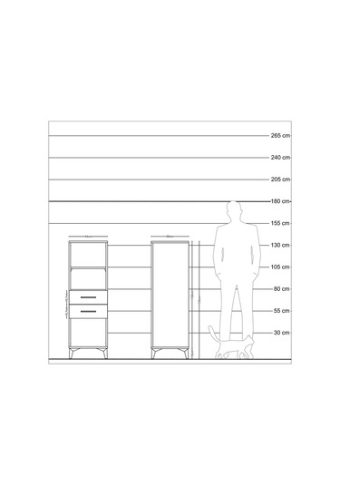 Kronos Dolap 2 Raflı 2 Çekmeceli 44x59x134 Aytaşı-çam Aytaşı