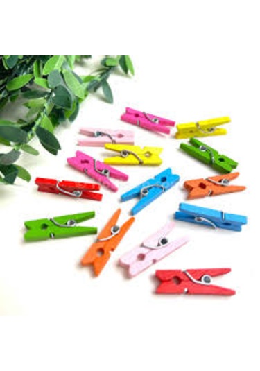 Dekoratif Süsleme Renkli Minik Ahşap Mandal 10+