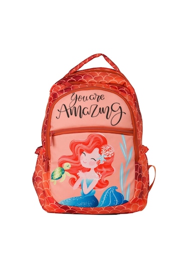 Pippa Amazing Deniz Kızı Dört Bölmeli Kırmızı Okul Çantası Çok Renkli