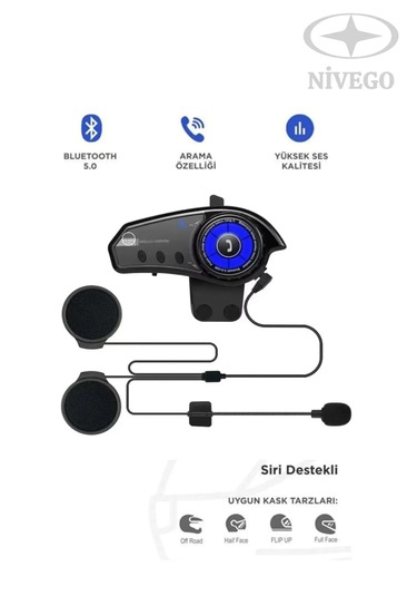 Nivego Bt35 Bluetooth 5.0 Intercom Kablosuz Kulaklık - Motosiklet