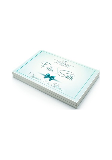 İsme Özel Söz Nişan Çikolatası 162 Adet Napoliten Mavi Kurdela