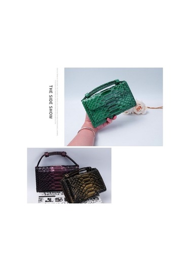 Wondernest Bayanlar Yılan Doku Baskı Debriyaj Çanta Zincirli Uzun Kolay Kullanım Crossbody Çanta Gri Gri