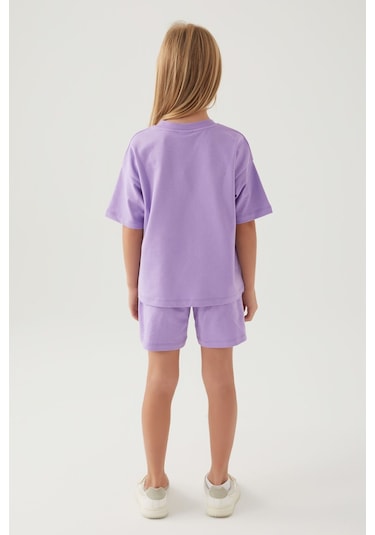 Kız Çocuk Şort Takım Lila