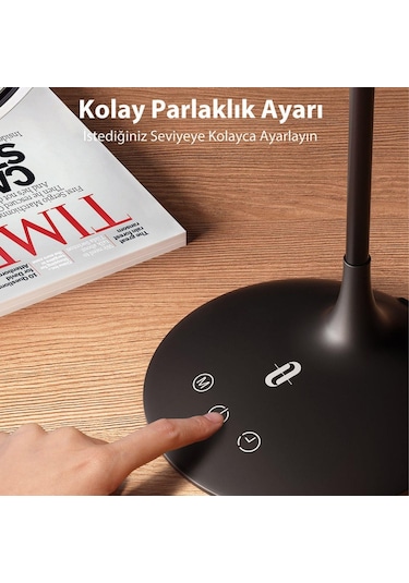 Taotronics Dokunmatik 3 Renk Işıklı Parlaklık Ayarlı Taşınabilir Esnek LED Masa Lambası Siyah