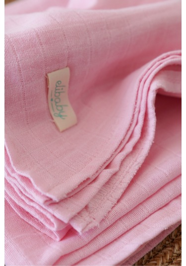 Organik Pamuk Çift Katlı Müslin Örtü Bebe Pembe 75x85 CM Pudra Pembe