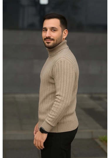 Erkek Balıkcı Yaka Bağazlı Triko Kazak Pamuklu Kalın Fitilli Dokuma, Regular Fit Uzun Kollu Kışlık M Bej Erkek Balıkcı Yaka Bağazlı Triko Kazak Pamuklu Kalın Fitilli Dokuma, Regular Fit Uzun Kollu Kışlık M Bej