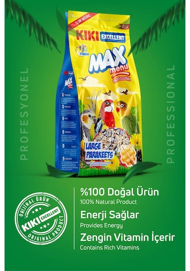 KIKI Excellent Kuş Max Menu Large Parakeets Büyük Pareket Yemi 1000 Gr. KB307