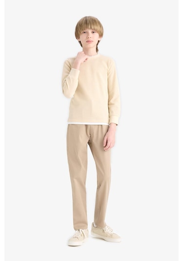 Defacto Erkek Çocuk Okula Dönüş Regular Fit Düz Paça Gabardin Pantolon U3254a625aubg716 Bej