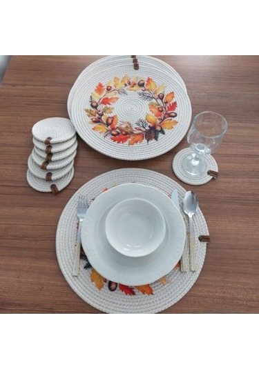 6 Kişilik 12 Parça Amerikan Servis, Hasır Supla Takımı, Tabak Ve Gold