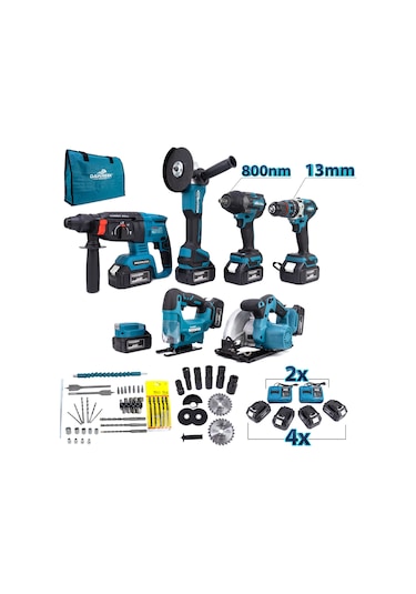 Dawreek MK800 Powerbank + Hilti + Spiral + Somun Sıkma + 13 MM Mandren + Dekupaj + Sunta Kesme Makinesi Seti