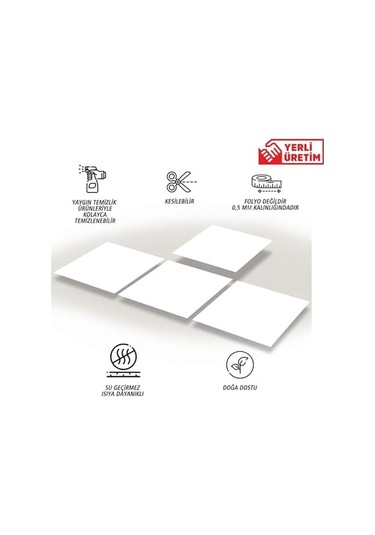 Kendinden Yapışkanlı Düz Beyaz Desenli Pvc Karo 30x30 Cm 11 Adet / 1 M² Siyah