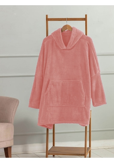 Mulberry Unisex Wellsoft Kapşonlu Giyilebilir Tv BattaniyesiOver Size  Pembe